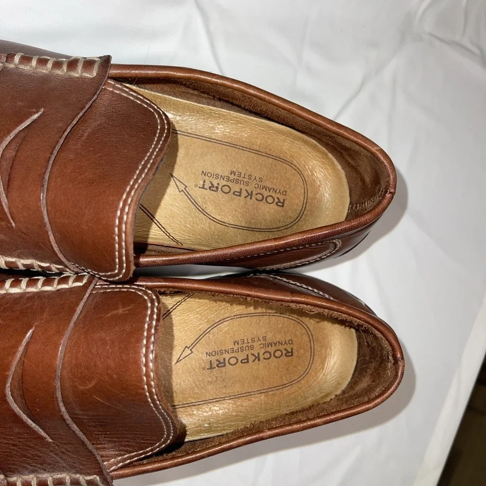Vintage ROCKPORT Leather Penny Loafer Brown DMX Comfort 10M Academia Grandpacore
